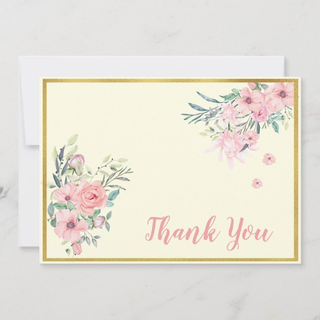 De Agradecimiento Delicada tarjeta Rubor Pink Roses (Anverso)
