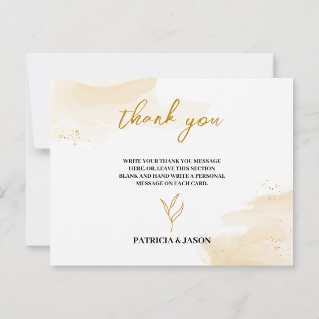 De Agradecimiento Delicadas hojas lineales Boda Gracias Tarjeta (Reverso)