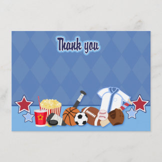 De Agradecimiento Deportista Deporte Tema Gracias Tarjeta (Azul)