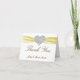 De Agradecimiento Diamond Heart Yellow Boda Gracias Tarjeta
