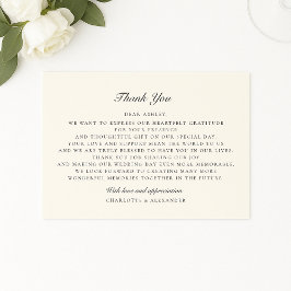De Agradecimiento Dinero viejo, marfil, Boda Gracias tarjeta