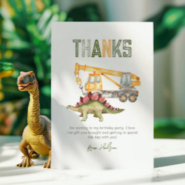 De Agradecimiento Dino Constructor Fiesta Gracias Tarjeta