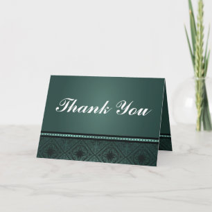 De Agradecimiento Doble Gracias Tarjeta Damask Pareja Verde azulada 