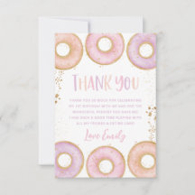 Donut 1er Día Plano Gracias Tarjeta Púrpura Rosa
