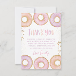 De Agradecimiento Donut 1er Día Plano Gracias Tarjeta Púrpura Rosa