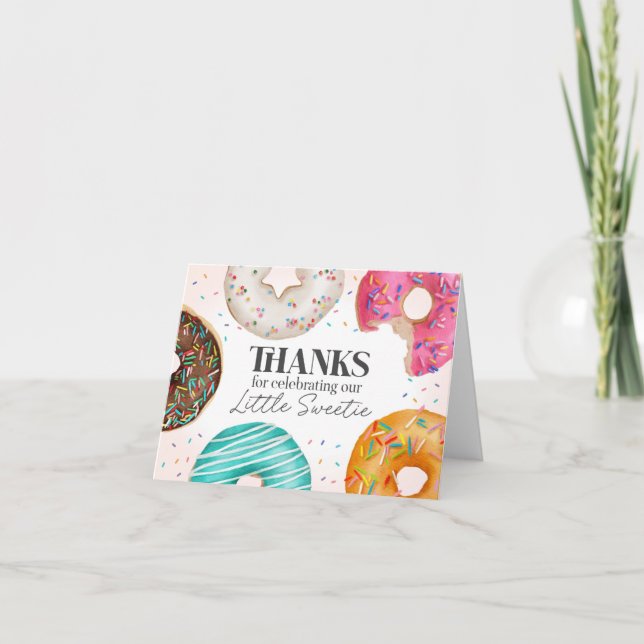 De Agradecimiento Donut aspersado Gracias Tarjeta Cumpleaños o Bebé (Anverso)