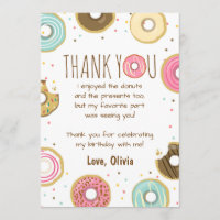 Donut Birday Gracias Tarjeta Chica Rosa Doughnut