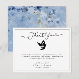 De Agradecimiento Dove Cross Golden Blue Funeral Gracias Tarjeta