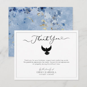 De Agradecimiento Dove Funeral Gracias Tarjeta Flora Azul Dorada