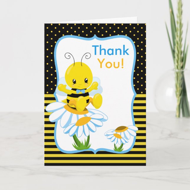De Agradecimiento Dulce Bebé Bee Boy Gracias Tarjeta (Anverso)