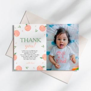 De Agradecimiento Dulce como Peach Cumpleaños Foto Gracias Tarjeta