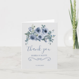 De Agradecimiento Duste Blue White Floral Boda Gracias Tarjeta