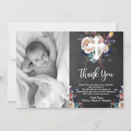 De Agradecimiento Duste Peach Blue Floral Baptism Gracias Tarjeta