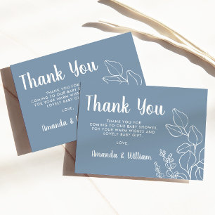 De Agradecimiento Dusty Blue Eucalyptus Baby Shower Gracias Tarjeta