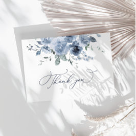 De Agradecimiento Dusty Blue Floral Boda Gracias Tarjeta