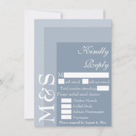 De Agradecimiento Dusty Blue Modern Script Wedn Tarjeta RSVP