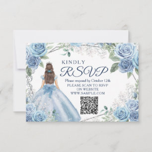 De Agradecimiento Dusty Blue Quinceañera 15 Anos Tarjeta RSVP