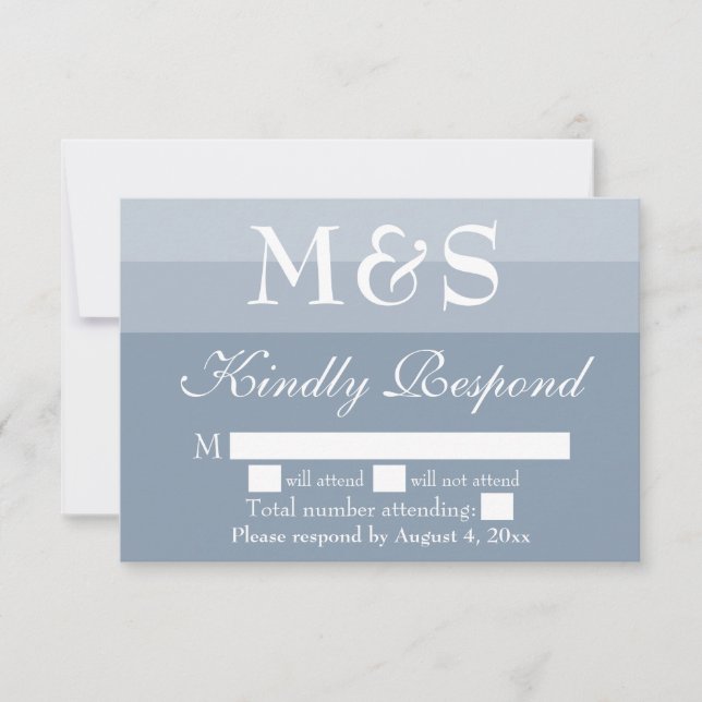 De Agradecimiento Dusty Blue Simple Script Wedn Tarjeta RSVP (Anverso)