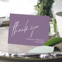 Dusty Purple Boda Minimalista Gracias Tarjeta