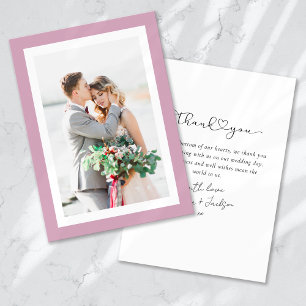 De Agradecimiento Dusty Rosa Boda fotográfico Minimalista - Tarjeta 