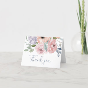 De Agradecimiento Dusty Rosa Florals Boda Gracias Tarjeta