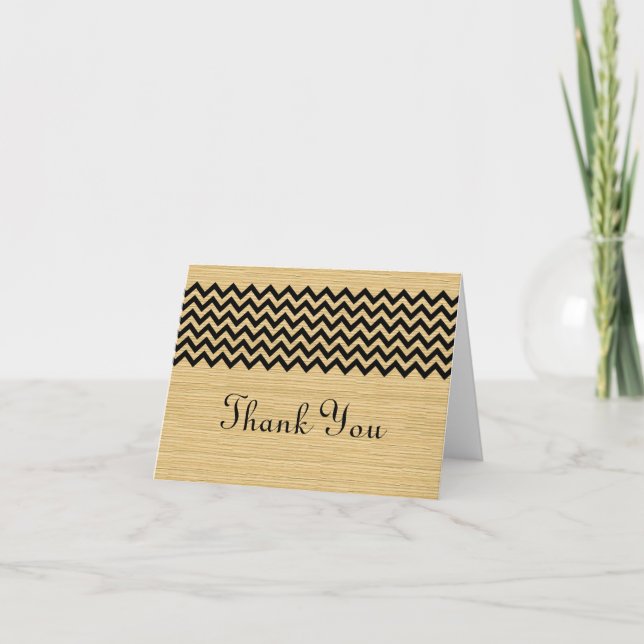De Agradecimiento Ebony Rustic Chevron Gracias Tarjeta (Anverso)
