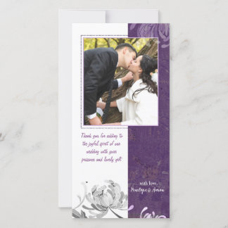 De Agradecimiento Eggplant White Floral Boda Gracias Tarjeta Fotográ