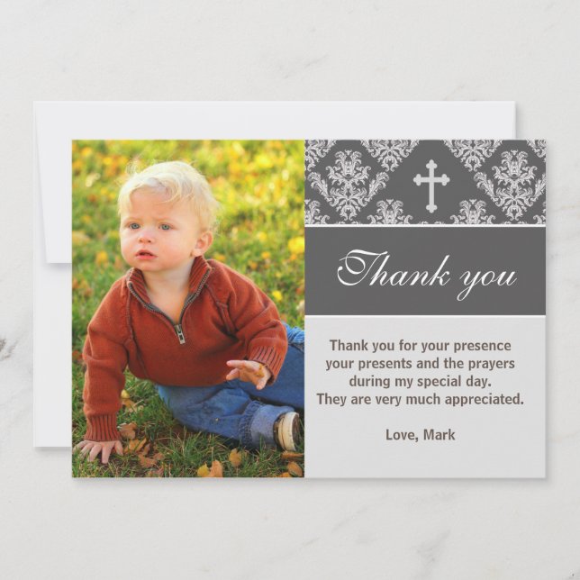 De Agradecimiento El bautismo le agradece observar la tarjeta gris (Anverso)
