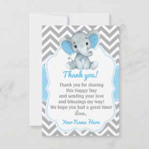 De Agradecimiento Elefante Gracias Tarjeta Chevron Gris Azul