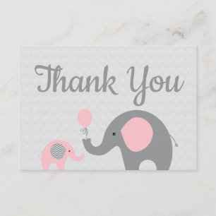 De Agradecimiento Elefante rosa Baby Shower Gracias Tarjeta plana