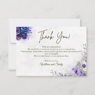 De Agradecimiento Elegante acuarela Floral Boda Gracias Tarjeta
