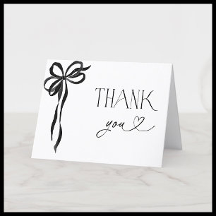 De Agradecimiento Elegante Black Bow Bridal Shower Gracias Tarjeta