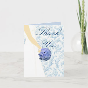 De Agradecimiento Elegante Boda Gown Blue Gracias Tarjeta