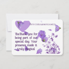 De Agradecimiento Elegante Boda morado floral gracias tarjeta
