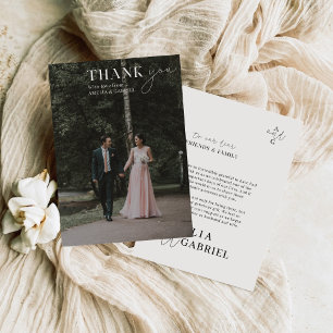 De Agradecimiento Elegante caligrafía Boda Fotos Gracias Tarjeta