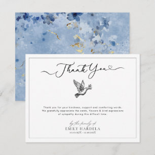 De Agradecimiento Elegante Dove Gracias Tarjeta Floral Azul Dorado