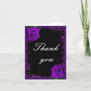 De Agradecimiento Elegante Gótico Rosas Púrpura Gracias Tarjeta