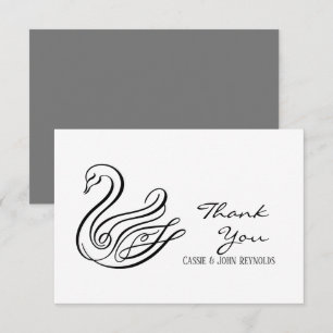 De Agradecimiento Elegante Línea Art Swan Boda Gracias Tarjeta