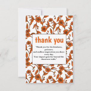 De Agradecimiento Elegante Naranja Floral Gracias Tarjeta