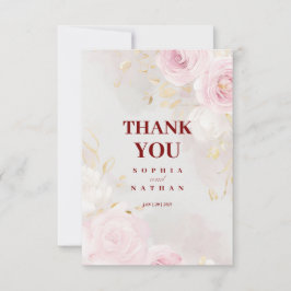 De Agradecimiento Elegante Rosa Rosa Rosa Y Oro Gracias Tarjeta Boda