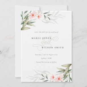 De Agradecimiento Elegante Rubor Greenery Floral Guardar la tarjeta
