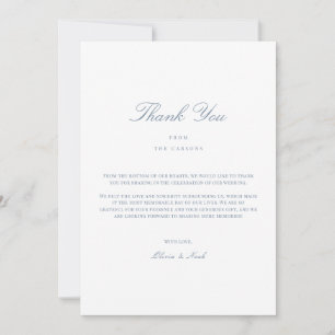 De Agradecimiento Elegante Script Dusty Blue & White Gracias Tarjeta