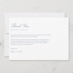 De Agradecimiento Elegante Script Dusty Blue & White Gracias Tarjeta