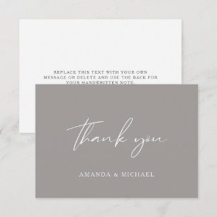 De Agradecimiento Elegante Script Stone Gray Boda Gracias Tarjeta
