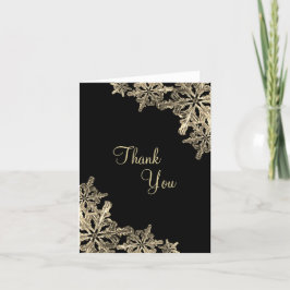 De Agradecimiento Elegante tarjeta Black and Gold Snowflake
