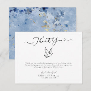 De Agradecimiento Elegante Tarjeta Funeral con Flor Dorada Dove
