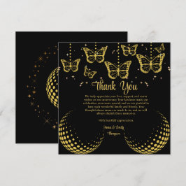 De Agradecimiento Elegante tarjeta negra y dorada para el aniversari