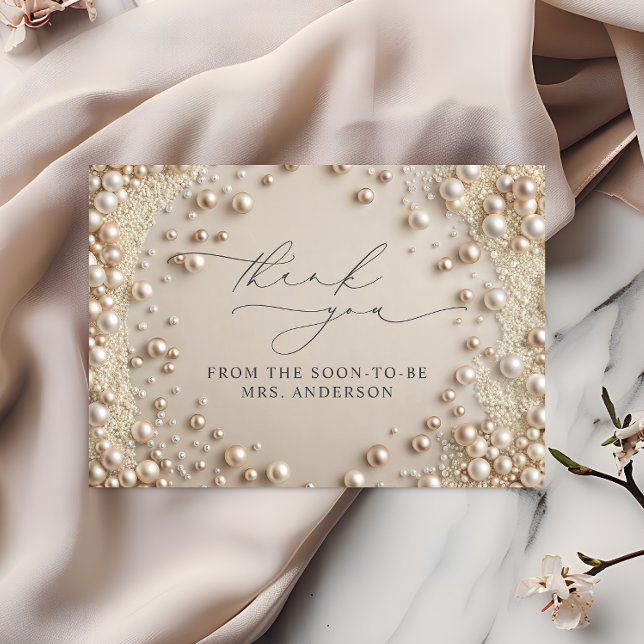 De Agradecimiento Elegante tarjeta Pearl Bridal Shower (Subido por el creador)