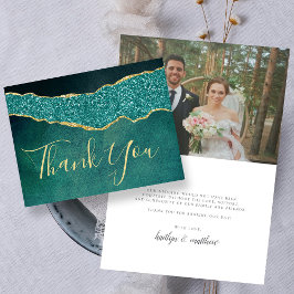 De Agradecimiento Elegante Turquesa Agate Boda Gracias Tarjeta