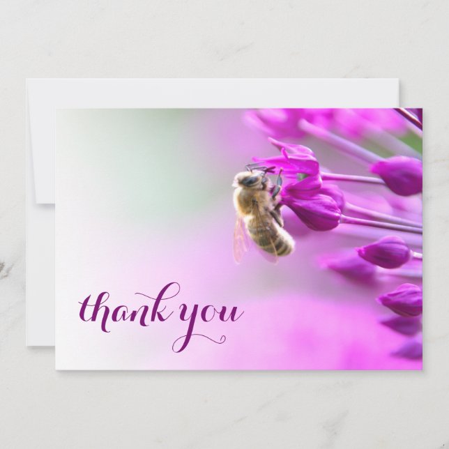 De Agradecimiento Encantador gracias Tarjeta con flor y abeja (Anverso)